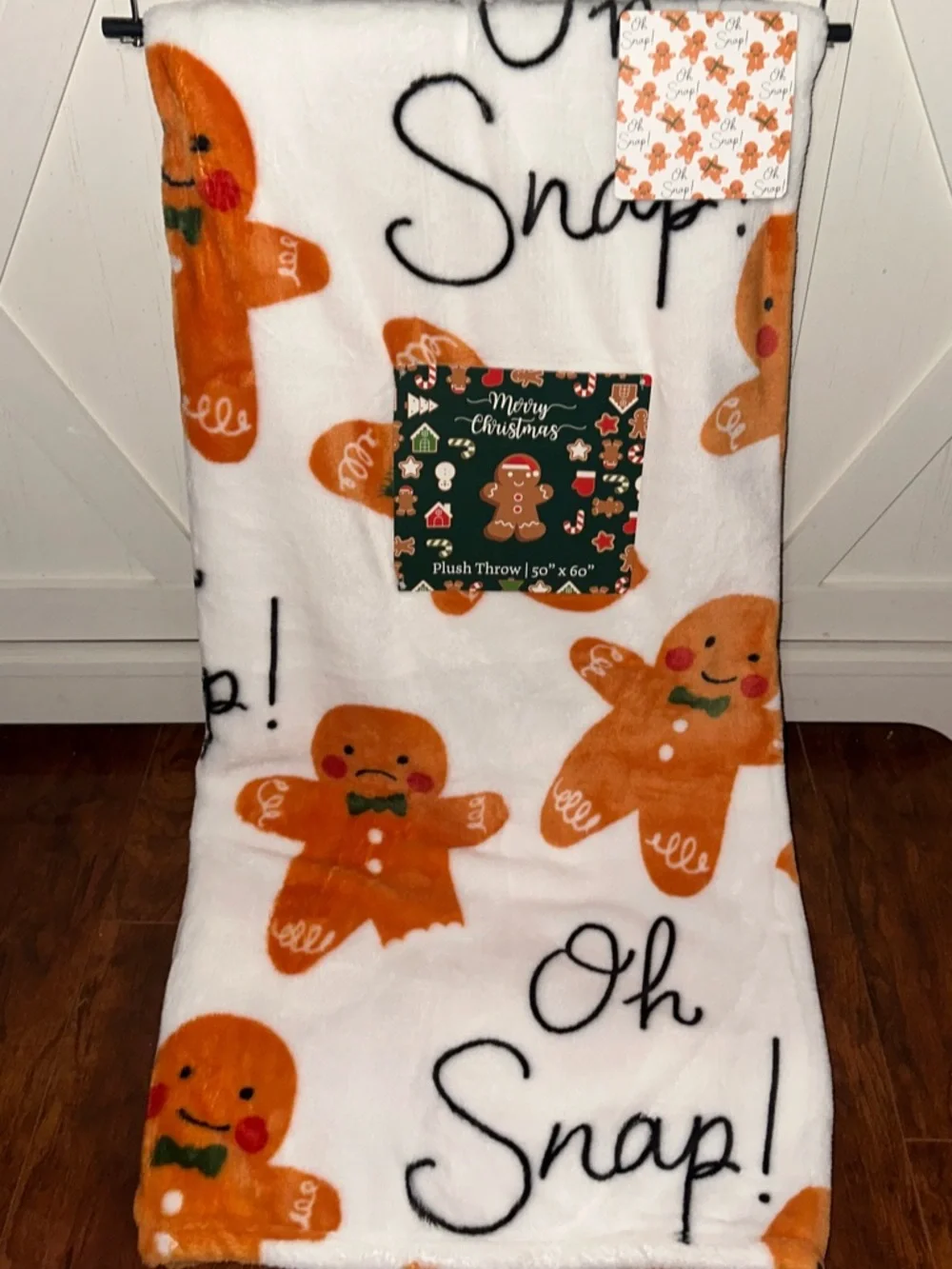 Gingerbread Man 'Oh Snap!' Plush Throw Blanket
